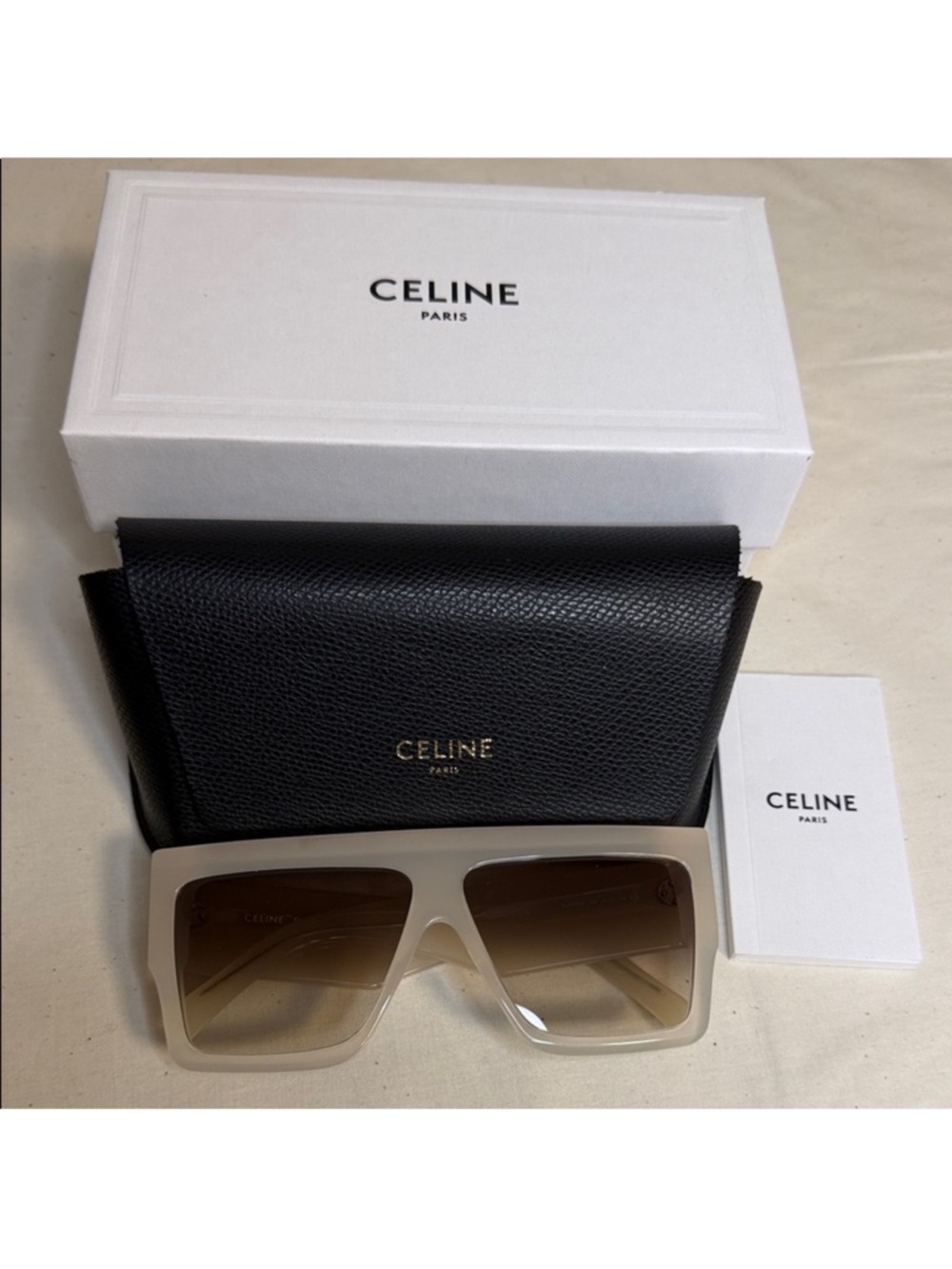 Celine Oversized Square Sunglasses in Beige and Brown